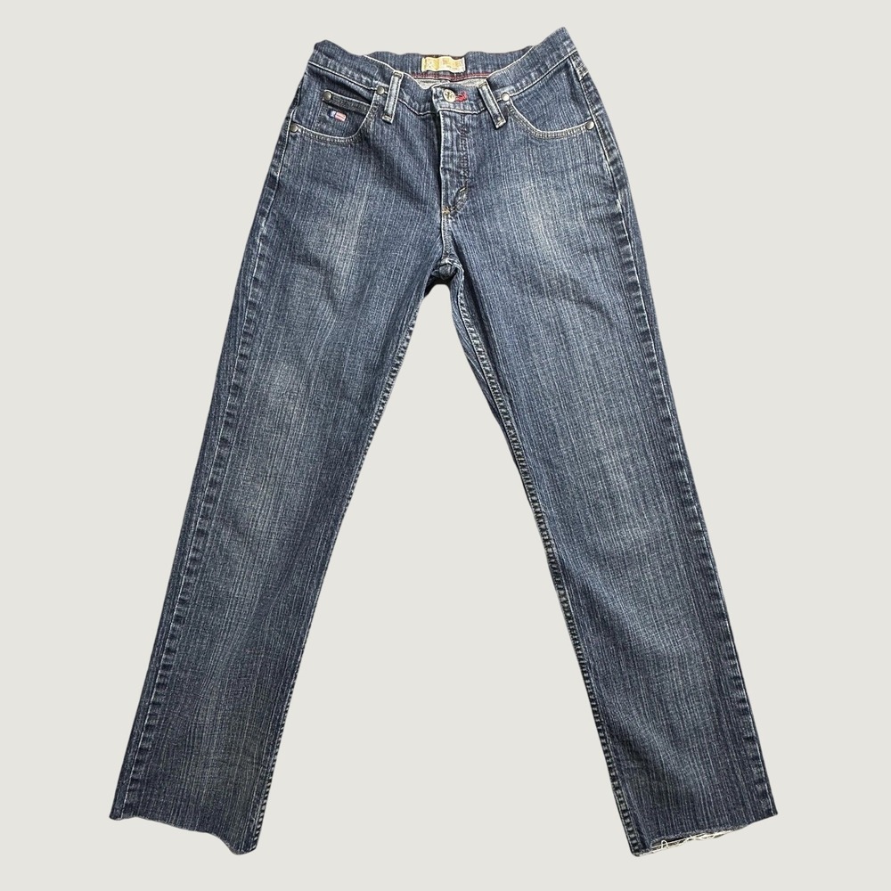 Vintage Tulsa Jeans Denim Womens 5/6 Blue Low Rise Slim Fit Raw Hem WTS25DR 90s